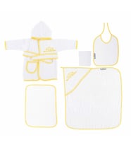 Sema Bebe Sema Baby 5 Parça Bebek Bornoz Seti - Sarı