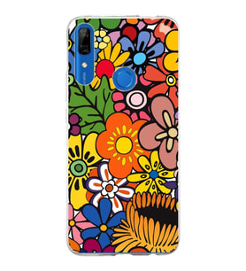 PrintiFy Huawei P Smart Z ile Uyumlu 1mm Slim Fit Retro Renkler 2 Baskılı Şeffaf  Kılıf