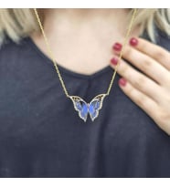 Kelebek Çift Katlı 18K Altın Kaplama Kolye (Karışık)