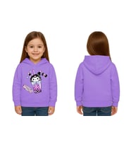 Unisex Baskılı Çocuk Swaetshirt Kapüşonlu 3 İplik Şardonlu Kuromi baskılı (Lila)