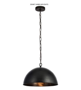 mylight  demet habek  MYLİGHTS  RETRO RUSTİK  METAL SARKIT AVİZE SİYAH  İÇİ ESKİTMEEN  40 CM