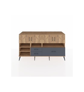 Kronos Konsol 8 Raflı 3 Çekmeceli 4 Kapaklı 176x59x99 Çam-Çam/Antrasit