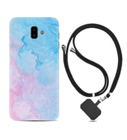 Samsung J6 Plus J7 Prime J7 Pro M20 Kılıf Boyun Askılı Silikon Pink Blue Abstract 1385