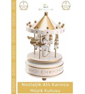#MüzikKutusu Atlı Karınca Gold Beyaz Kurmalı Hediyelik Estetik Lüks Dekoratif Nostaljik Müzik Kutusu