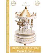 #MüzikKutusu Atlı Karınca Gold Beyaz Kurmalı Hediyelik Estetik Lüks Dekoratif Nostaljik Müzik Kutusu