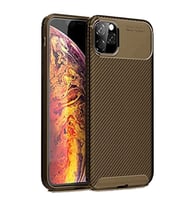 Apple iPhone 11 Pro Max Karbon Desenli Negro Silikon Kılıf (Kahverengi)