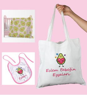 eJOYA Bebeklere Özel Çantasında Kişiye Özel Battaniye Ve Önlük Bebek Hediye Seti 110069 (Pembe)
