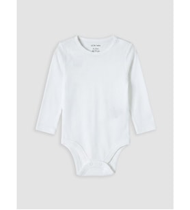 LC WAIKIKI Beyaz Bisiklet Yaka Kız Bebek Çıtçıtlı Body