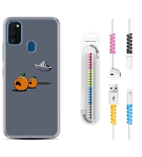 Samsung M21 M22 M23 M30 M31S M32 Kılıf Kablo Koruma Spiral Silikon Orange Escape 1374