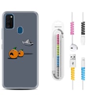 Samsung M21 M22 M23 M30 M31S M32 Kılıf Kablo Koruma Spiral Silikon Orange Escape 1374