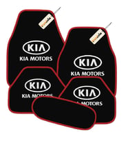 Kia Motors 5 Parça Oto Halı Paspas Takımı – Kaymaz, Su Geçirmez, Kolay Temizlenebilir Araba Paspası (Siyah-Kırmızı)