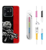 Xiaomi Poco X3 Pro M4 Pro X4 Pro C40 10C Kılıf Kablo Koruma Spiral Silikon Çılgın Kedi 1674