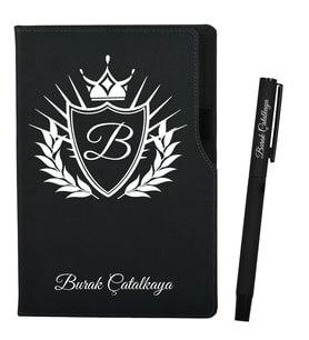 Kişiye Özel İsme Özel Sevgiliye Hediye Siyah Defter ve Roller Kalem Seti