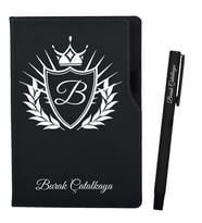 Kişiye Özel İsme Özel Sevgiliye Hediye Siyah Defter ve Roller Kalem Seti