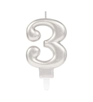 3 Rakam Mum Gümüş Renk (5343)