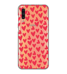 Samsung Galaxy A70 Uyumlu Kalp Desenli Şeffaf Telefon Kılıfı