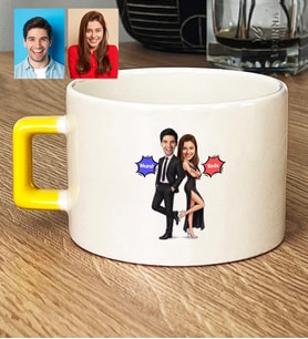 Kişiye Özel Karikatürlü Cool Sevgililer Lüks Fincan Sevgililer Günü Hediyesi