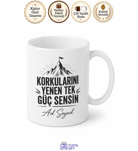 Cesur Kişiye Özel Motivasyon Yazılı Baskılı Kupa Bardak Hediye