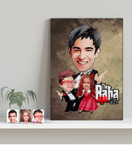 BK Gift Kişiye Özel Godfather Baba Oğul ve Kız Karikatürlü Kanvas Tablo-1
