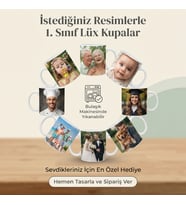 Beyaz Porselen Kupa Bardak - istenilen yazı ve 8 görselle-2 adet