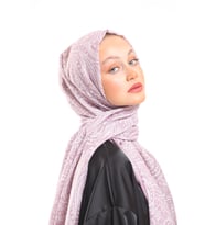 Geometrik Desen Pavia Seri Şal Eşarp Askısı ile Birlikte 75x200 cm Pudra Krem-75