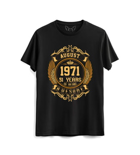Vintage Gold Awesome Series August 1971 Siyah Tshirt