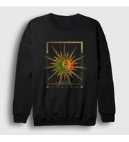 Presmono Unisex Siyah Celestial Sun Moon Güneş Ay Sweatshirt 396168tt
