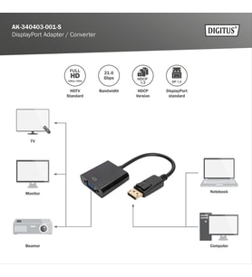 DIGITUS DP-VGA Görüntü Adaptörü 0,15m (AK-340403-001-S)