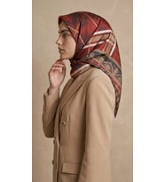 Levidor Kristal Eşarp Ekose Desen Bordo