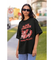 Black Sabbath Heaven And Hell Müzik Grubu Baskılı Unisex Tişört, Oversize Rock Metal Tişört
