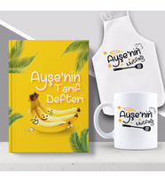 BK Gift Kişiye Özel İsimli Mutfak Önlüğü Kupa ve Yemek Tarif Defteri Hediye Seti-20 (Model 1)