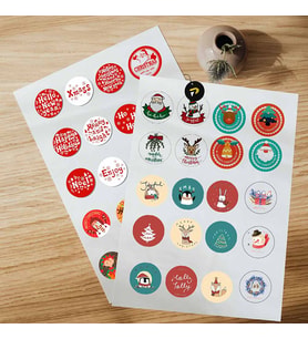Yılbaşı Sticker Seti, 40 Adet 5cm Yuvarlak Mutlu Yıllar, Yeni Yıl, Yılbaşı Hediye Paketi Etiketleri
