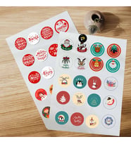 Yılbaşı Sticker Seti, 40 Adet 5cm Yuvarlak Mutlu Yıllar, Yeni Yıl, Yılbaşı Hediye Paketi Etiketleri