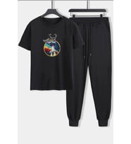 Unisex Nasa Baskılı 2'li Eşofman Takımı (Siyah)