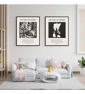 Henri Matisse Duvar Tablosu Çerçeveli 2'lü Set Siyah Renk 21 x 30 Boyut/Ebat (Çok Renkli)