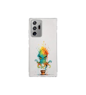 Samsung Galaxy Note 20 Ultra ile uyumlu Splash ahtapot tasarımlı şeffaf silikon kılıf