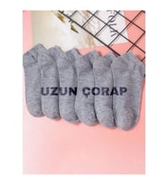 12 Çift Gri Pamuklu Unisex Patik Çorap Terletmeyen Günlük Çorap Seti
