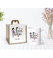BK Gift Kişiye Özel Ahşap Kutuda Evin Prensi Tasarımlı Beyaz Kupa Bardak-1