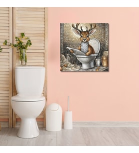 Tekli Kare Kanvas Banyo Tablosu Gazete Okuyan Ceylan