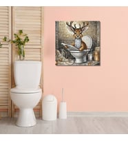 Tekli Kare Kanvas Banyo Tablosu Gazete Okuyan Ceylan