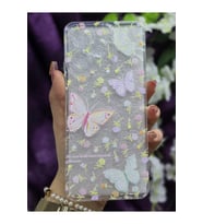 Realme C53 Uyumlu Pastel Renkli Çiçekli Kelebek Desenli Silikon Şeffaf Telefon Kılıfı
