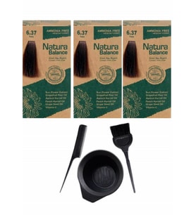 NATURA BALANCE SAÇ BOYASI 6.37 TÜTÜN 3 ADET+SAÇ BOYAMA SETİ