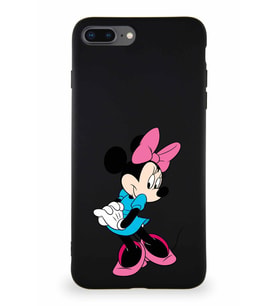 Apple iPhone 8 Plus Soft Premier Kapak Minnie Mouse-F Tasarımlı Silikon Kılıf - Siyah (Şeffaf)