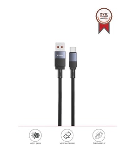 Torima U18 Siyah USB ile Type-c Şarj ve Data Kablosu