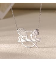 Kişiye Özel 925 Ayar Gümüş Tenis Raket Tasarım İsim Kolye (Gümüş)