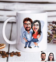 BK Gift Kişiye Özel Sevgililer Karikatürlü Beyaz Kupa Bardak-105