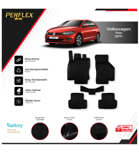 Volkswagen Polo 2017+ 3D Havuzlu Paspas (Siyah - Beyaz)