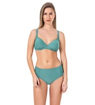 Endeep Kadın Büzgü Detaylı Yeşil Simli Bikini Takımı