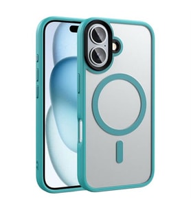 Coverzone ?Phone 16 Plus ile Uyumlu Sert PC Arka Y�zey Wireless ?arj �zellikli Buzlu Saydam ZF Kapak