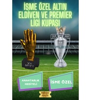 Premier Kupası & Altın Eldiven 3D Maket Seti (15 cm) + Şampiyonlar Ligi Logolu Anahtarlık Hediye